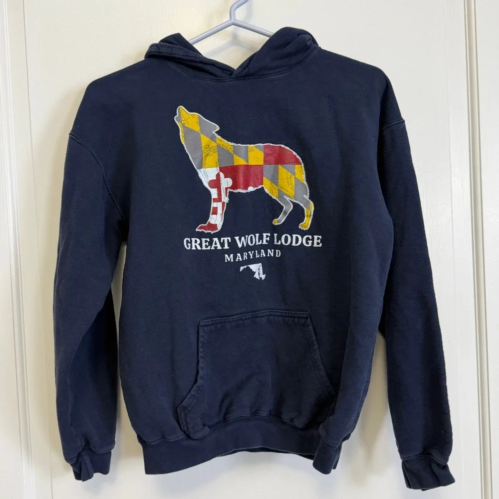 Great Wolf Lodge Maryland Hoodie Kids XL Navy Blue Tultex